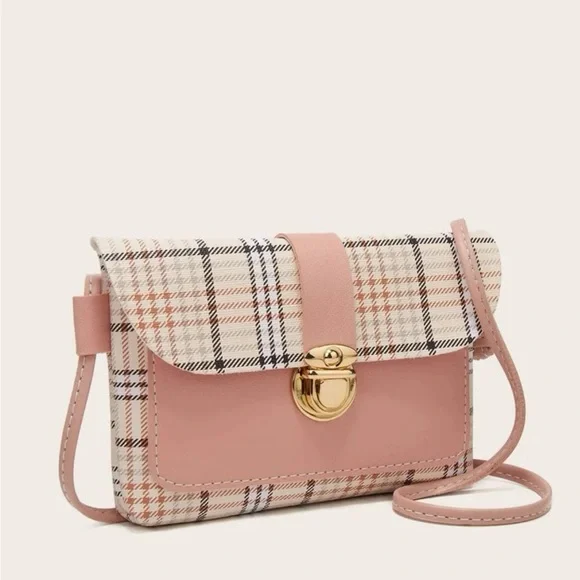 ⚠️Clearance Pink Plaid Pattern Crossbody Bag - Picture 4 of 4